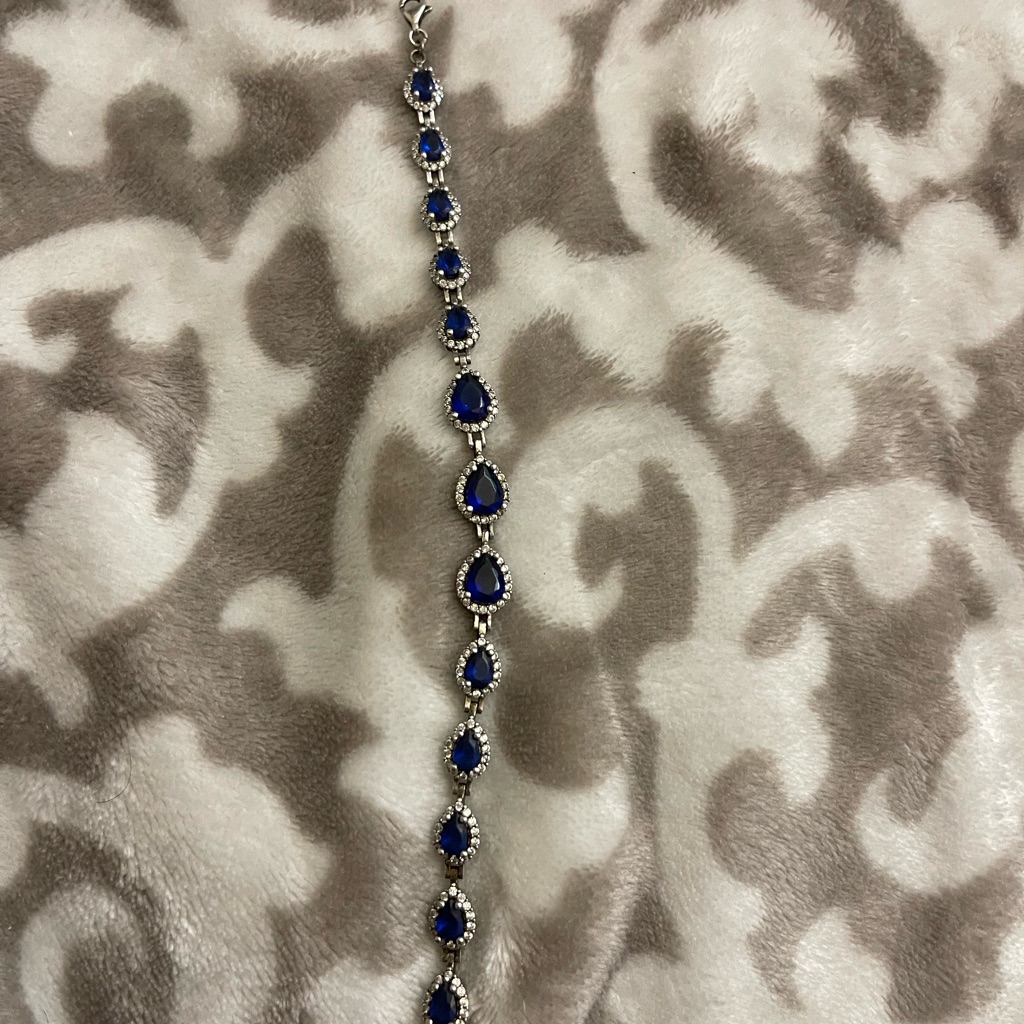 Elegant Sterling Silver 925 Bracelet With Zircon Gemstone Ladies
